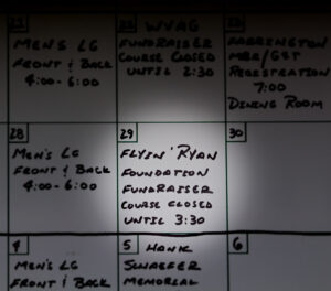 calendar with golf date highlighted