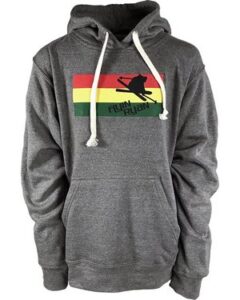 Hoodie, grey with tri-color flyin ryan logo