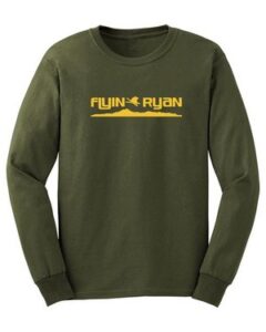 Long sleeve T-shirt, olive with yellow skyline logo
