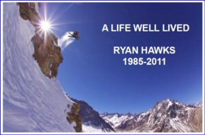 Book cover for A Life Well Lived, showing Ryan Hawks cliff jump image.