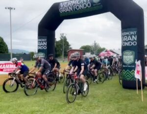 Cyclists at the start of the Gran Fondo